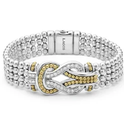 Two-Tone<LAGOS Two-Tone Knot Diamond Statement Bracelet