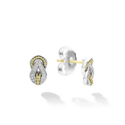 Two-Tone<LAGOS Two-Tone Knot Diamond Stud Earrings