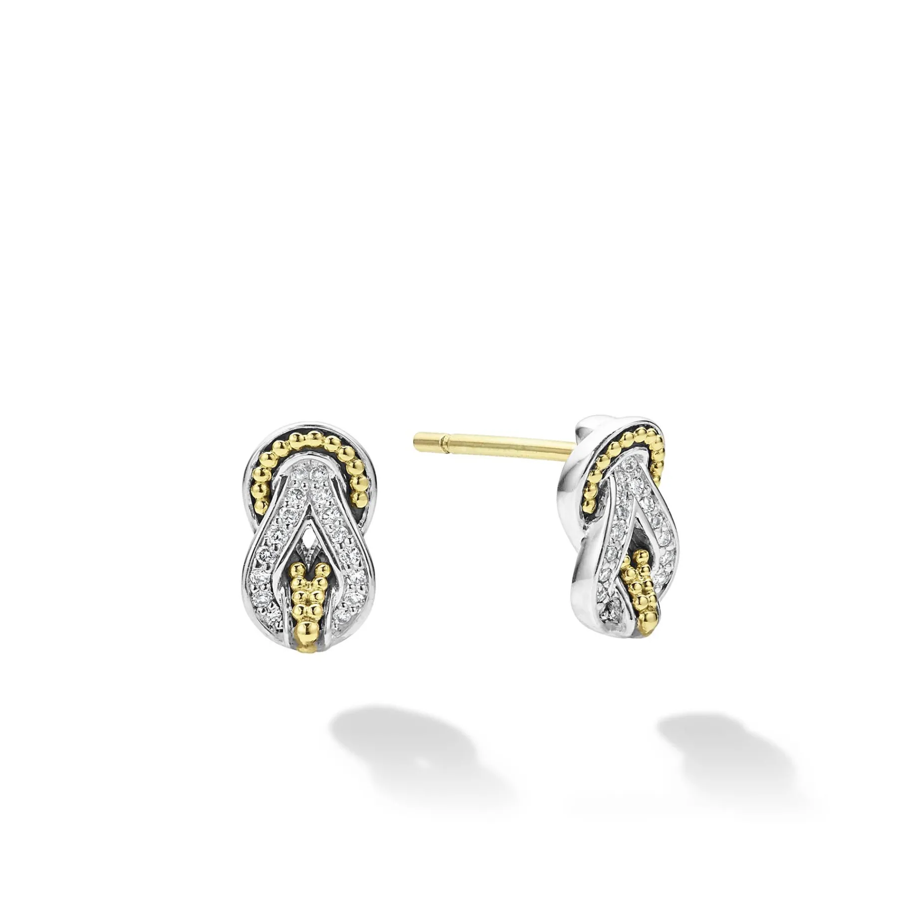 Two-Tone<LAGOS Two-Tone Knot Diamond Stud Earrings
