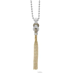 Two-Tone<LAGOS Two-Tone Knot Diamond Tassel Pendant Necklace