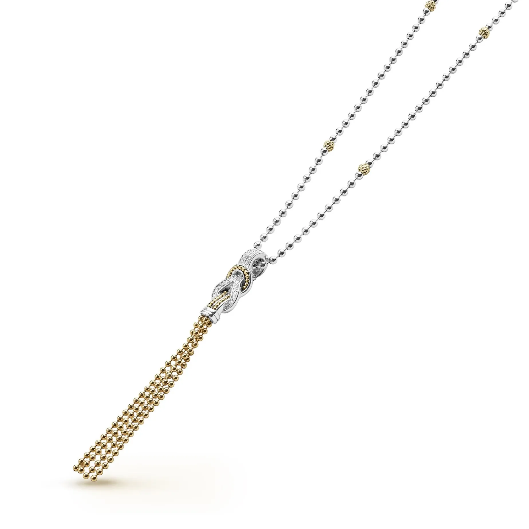 Diamonds<LAGOS Two-Tone Knot Diamond Tassel Pendant Necklace