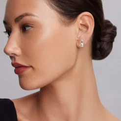 Two-Tone<LAGOS Two-Tone Lock Crest Stud Earrings