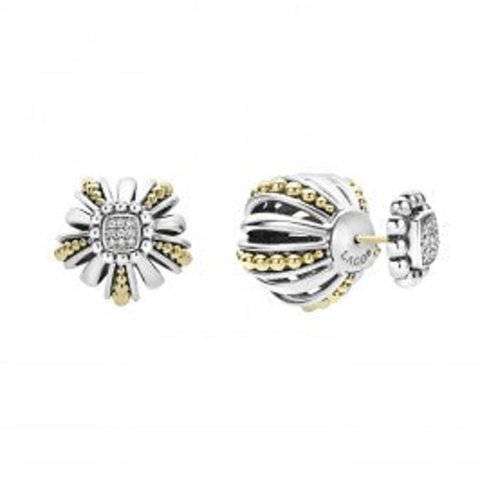 Two-Tone<LAGOS Two-Tone Open Fluted Earring Backs