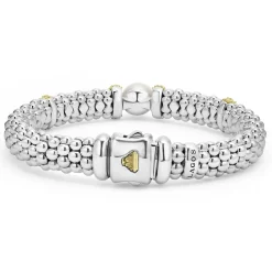 Silver<LAGOS Two-Tone Pearl Caviar Bracelet | 9Mm