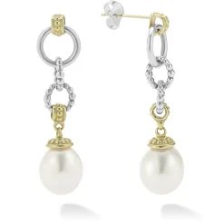 Two-Tone<LAGOS Two-Tone Pearl Circle Drop Earrings