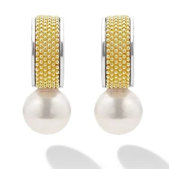 Pearl<LAGOS Two-Tone Pearl Hoop Earrings