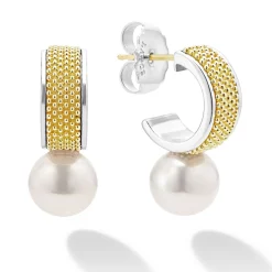 Hoop Earrings<LAGOS Two-Tone Pearl Hoop Earrings