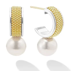Hoop Earrings<LAGOS Two-Tone Pearl Hoop Earrings