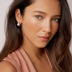 Huggie Earrings<LAGOS Two-Tone Pearl Huggie Earrings