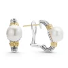 Caviar Earrings<LAGOS Two-Tone Pearl Huggie Earrings