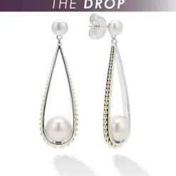 Pearl<LAGOS Two-Tone Pearl Tear Drop Earrings