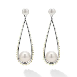 Pearl<LAGOS Two-Tone Pearl Tear Drop Earrings