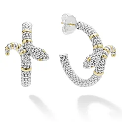 Two-Tone<LAGOS Two-Tone Snake Hoop Earrings