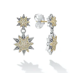 Diamonds<LAGOS Two-Tone Star Diamond Drop Earrings