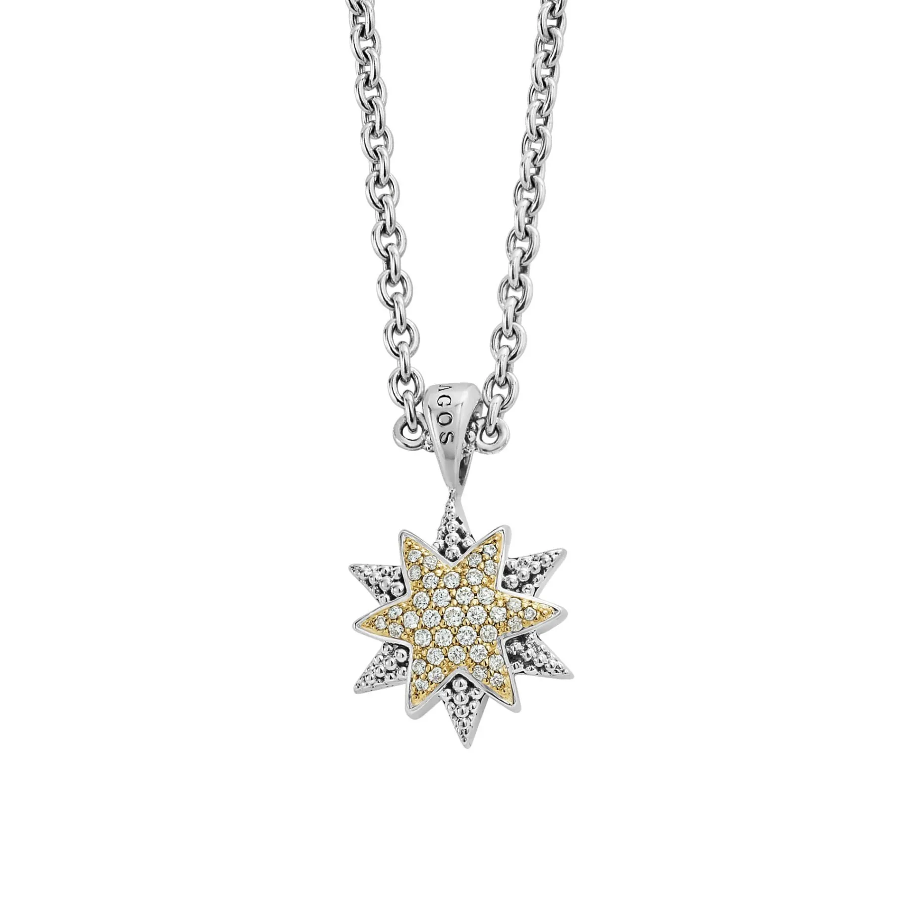 Caviar Necklaces<LAGOS Two-Tone Star Diamond Pendant Necklace