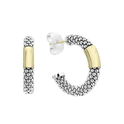 Two-Tone<LAGOS Two-Tone Station Caviar Hoop Earrings
