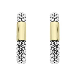 Two-Tone<LAGOS Two-Tone Station Caviar Hoop Earrings