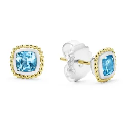 Two-Tone<LAGOS Two-Tone Swiss Blue Topaz Stud Earrings