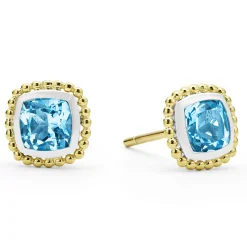 Gemstones<LAGOS Two-Tone Swiss Blue Topaz Stud Earrings
