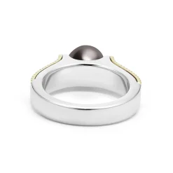 Two-Tone<LAGOS Two-Tone Tahitian Black Pearl Ring