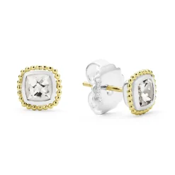 Gemstones<LAGOS Two-Tone White Topaz Stud Earrings