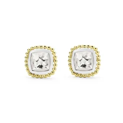 Gemstones<LAGOS Two-Tone White Topaz Stud Earrings