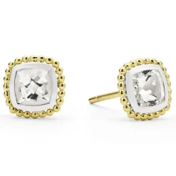 Two-Tone<LAGOS Two-Tone White Topaz Stud Earrings