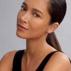 Two-Tone<LAGOS Two-Tone White Topaz Stud Earrings