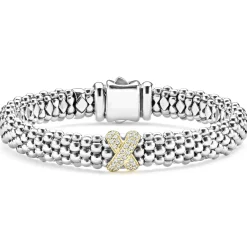 Diamonds<LAGOS Two-Tone X Caviar Diamond Bracelet | 9Mm