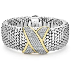 Diamonds<LAGOS Two-Tone X Diamond Caviar Bracelet | 23Mm