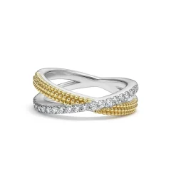 Caviar Rings<LAGOS Two-Tone X Diamond Ring