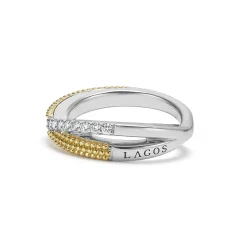 Caviar Rings<LAGOS Two-Tone X Diamond Ring