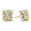 Stud Earrings<LAGOS Two-Tone X Diamond Stud Earrings