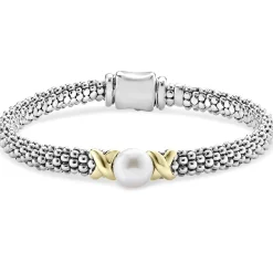 Caviar Bracelets<LAGOS Two-Tone X Pearl Caviar Bracelet | 6Mm