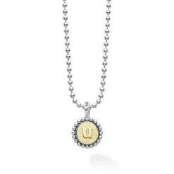 Two-Tone<LAGOS U Initial Charm Necklace