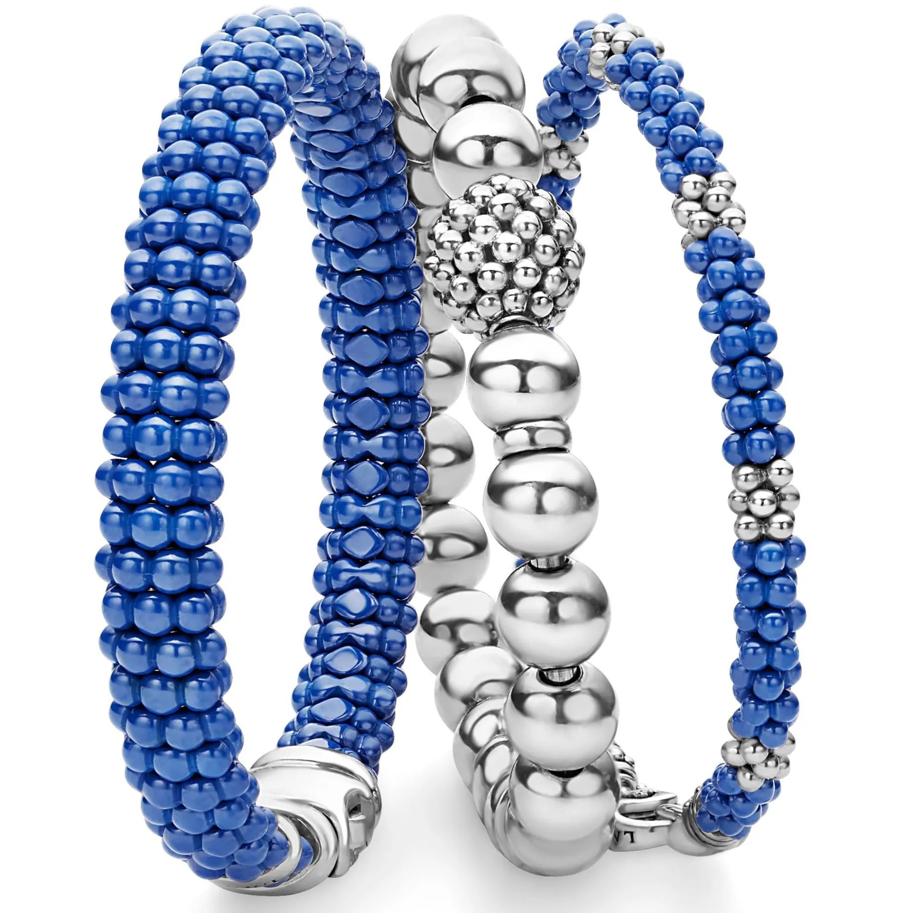 Silver<LAGOS Ultramarine Ceramic Caviar Bracelet Gift Set