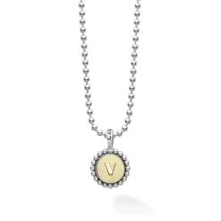 Two-Tone<LAGOS V Initial Charm Necklace