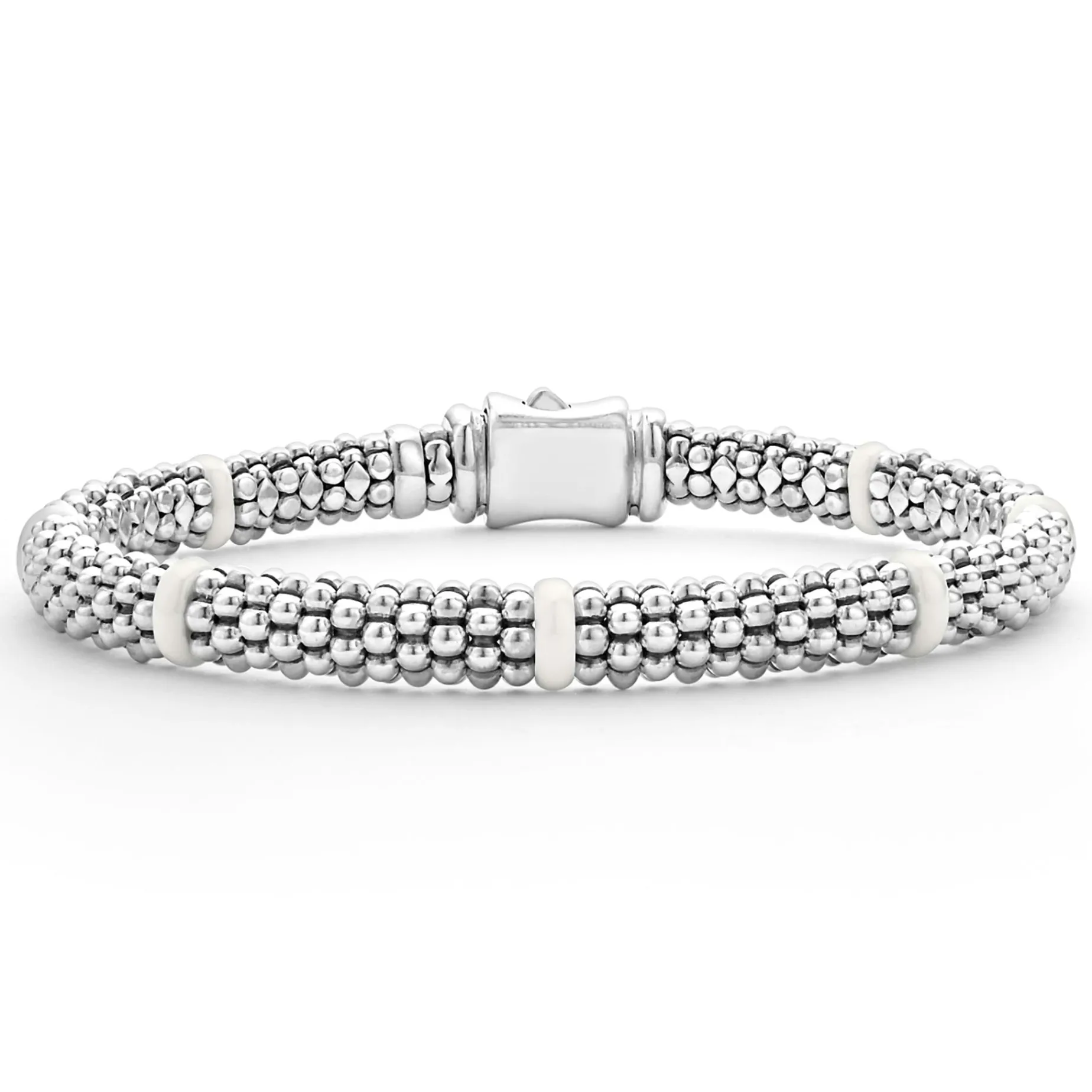 Two-Tone<LAGOS White Ceramic Caviar Bracelet Gift Set