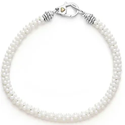 Two-Tone<LAGOS White Ceramic Caviar Bracelet Gift Set