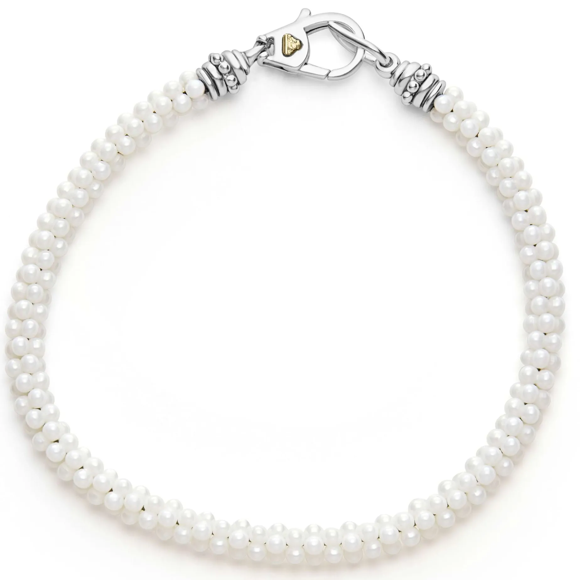 Two-Tone<LAGOS White Ceramic Caviar Bracelet Gift Set