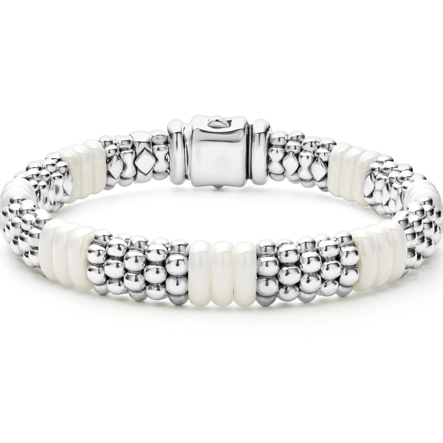 Silver<LAGOS White Ceramic Caviar Bracelet Gift Set