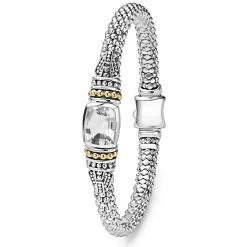 Two-Tone<LAGOS White Topaz Caviar Bracelet | 6Mm
