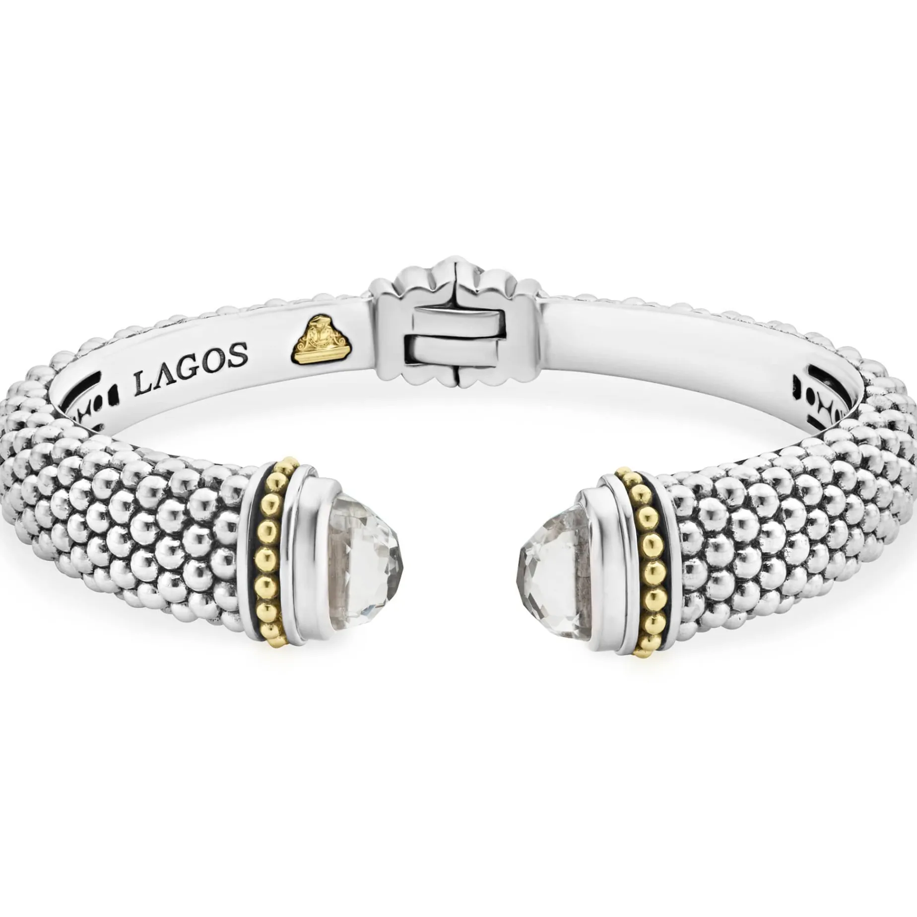 Two-Tone<LAGOS White Topaz Cuff Bracelet | 12Mm