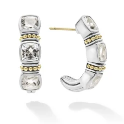 Two-Tone<LAGOS White Topaz Hoop Earrings