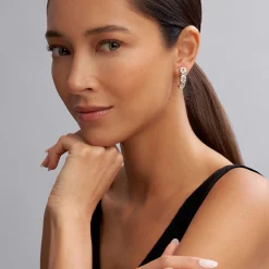 Gemstones<LAGOS White Topaz Hoop Earrings