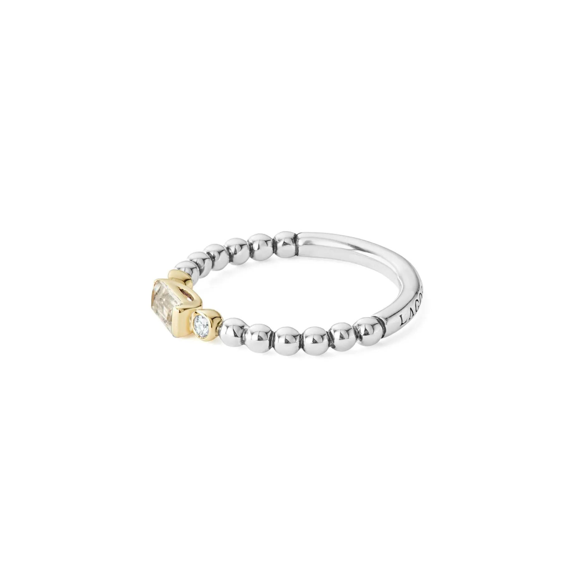 Two-Tone<LAGOS White Topaz Stacking Ring With Diamonds