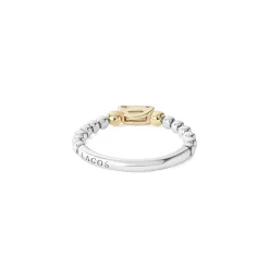 Two-Tone<LAGOS White Topaz Stacking Ring With Diamonds