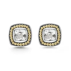 Two-Tone<LAGOS White Topaz Stud Earrings
