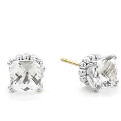Silver<LAGOS White Topaz Stud Earrings