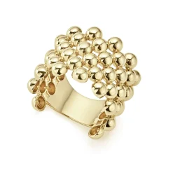 Gold<LAGOS Wide Beaded 18K Gold Ring